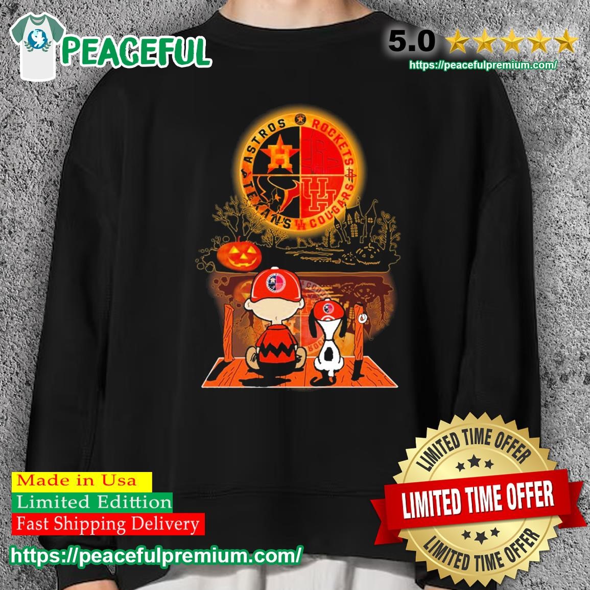 Peanuts Charlie Brown And Snoopy Watching Houston Sports Teams Halloween Shirt sweater.jpg