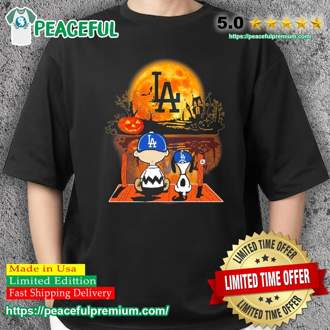 Snoopy Los Angeles Dodgers Peace Love Dodgers Shirt - Peanutstee