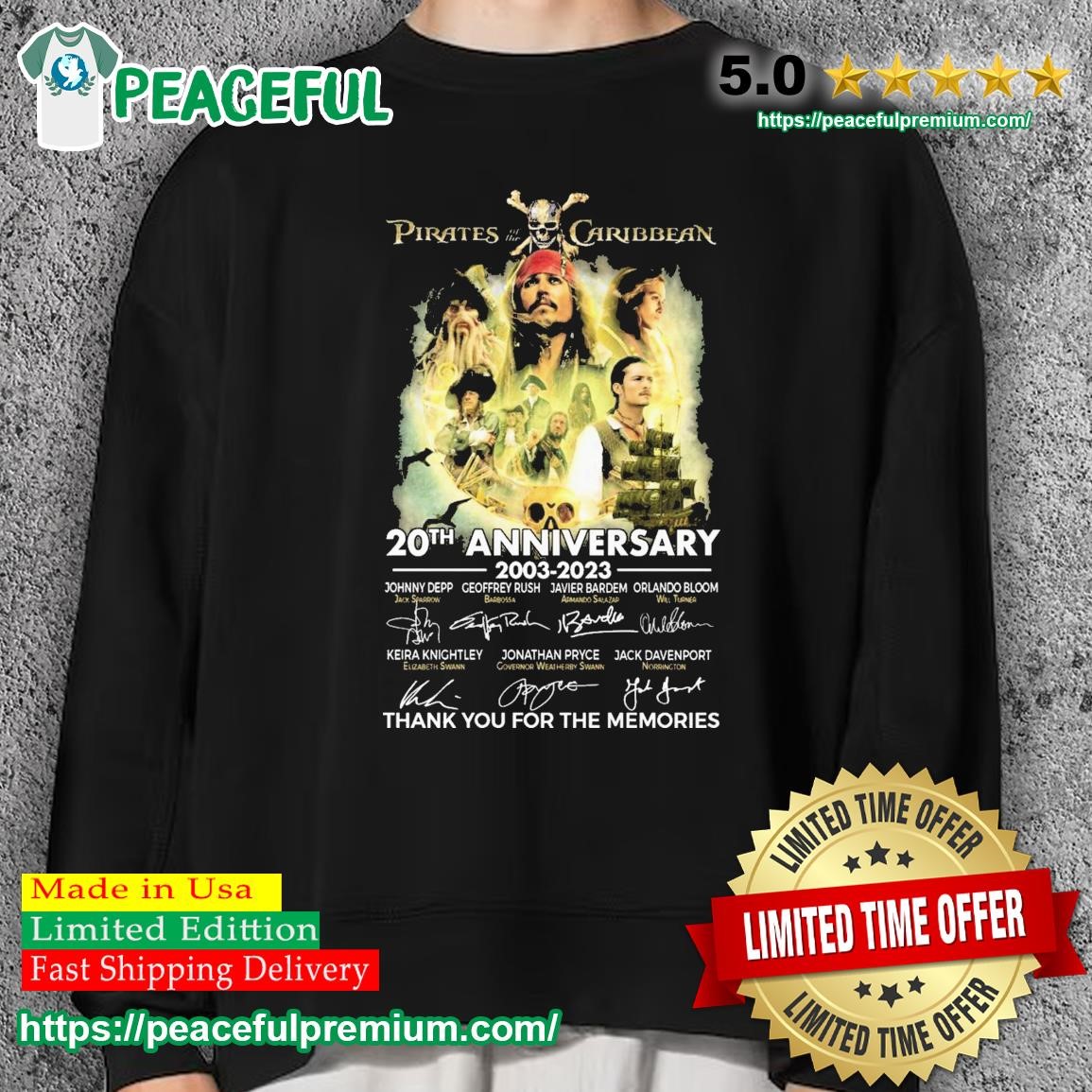 Pirates of the Caribbean 20th Anniversary 2003-2023 thank you for the  memories shirt, hoodie, sweater, long sleeve and tank top