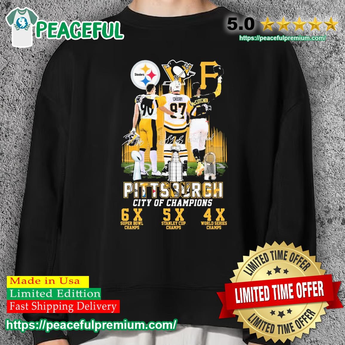 Pittsburgh city of champions Steelers Penguins Pirates signatures shirt,  hoodie, sweater and v-neck t-shirt