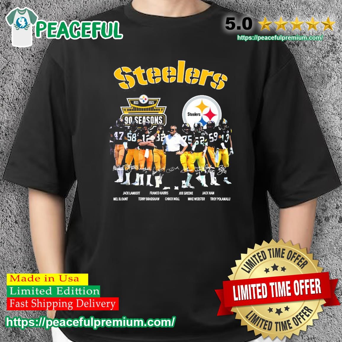 Pittsburgh Steelers 90th anniversary 1933 2024 thank you for the memories  signatures shirt, hoodie, sweater, long sleeve and tank top