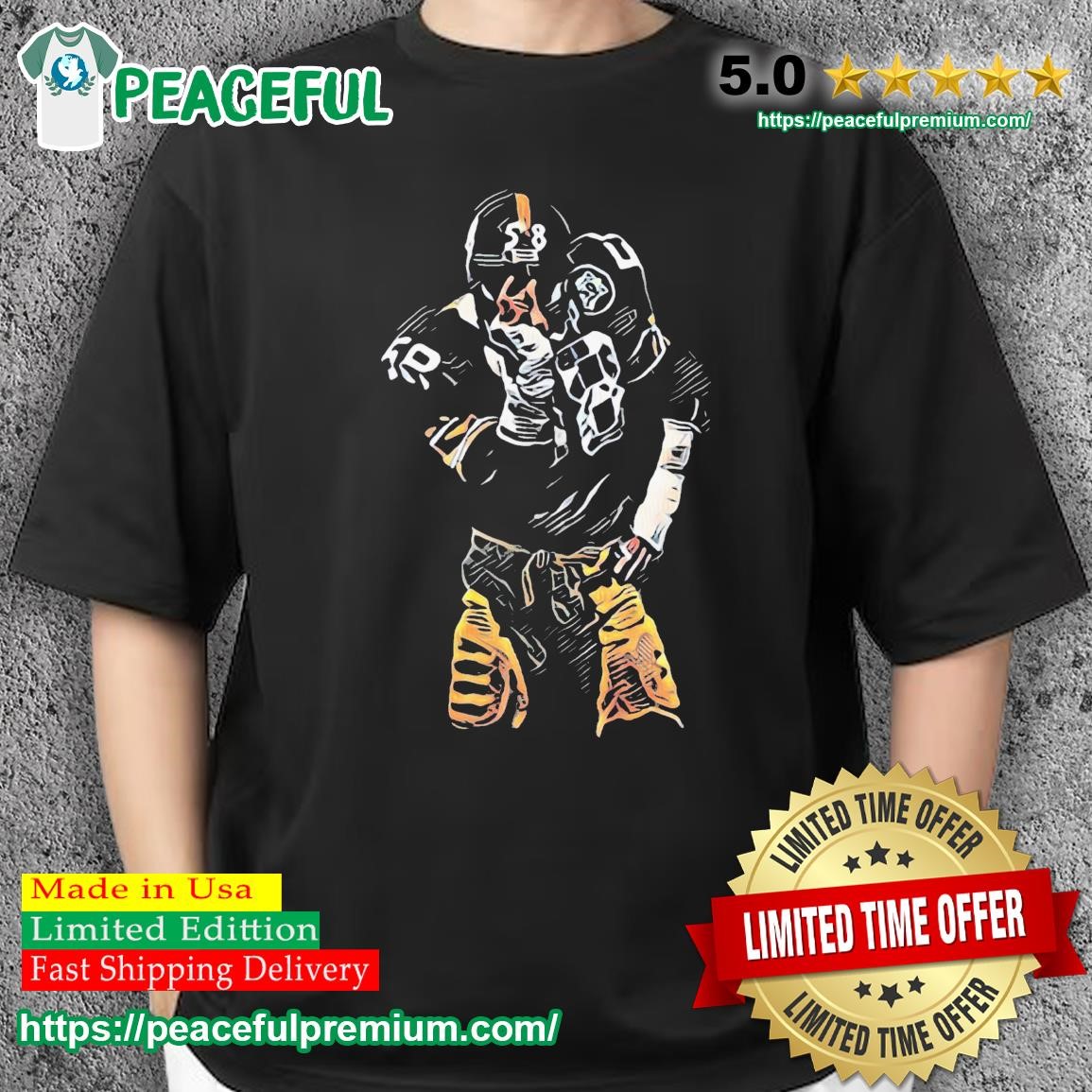 Pittsburgh Steelers Tee Jack Lambert Black T-Shirt