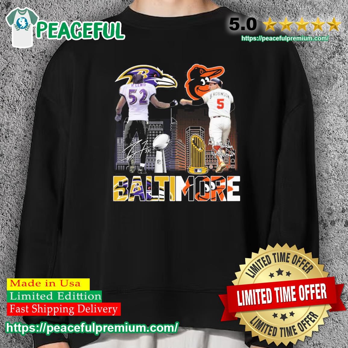 Baltimore Sports Ray Lewis Ravens And Brooks Robinson Orioles Signatures  Shirt - Limotees