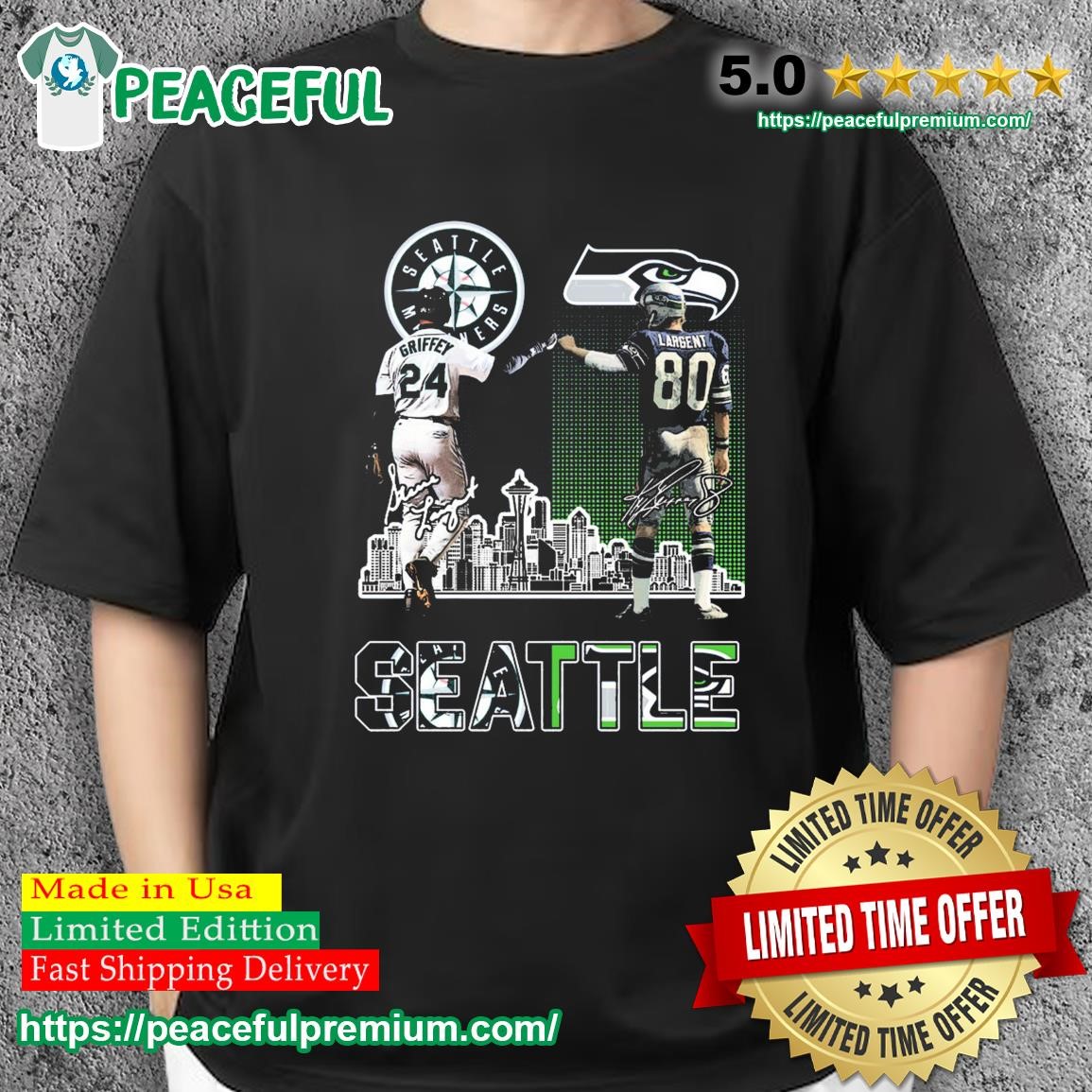 Seatle Mariners Griffey And Seahawks Largent City Champion T Shirt