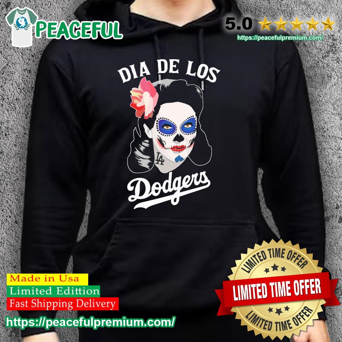 Skull Woman Dia De Los Los Angeles Dodgers Shirt - Guineashirt