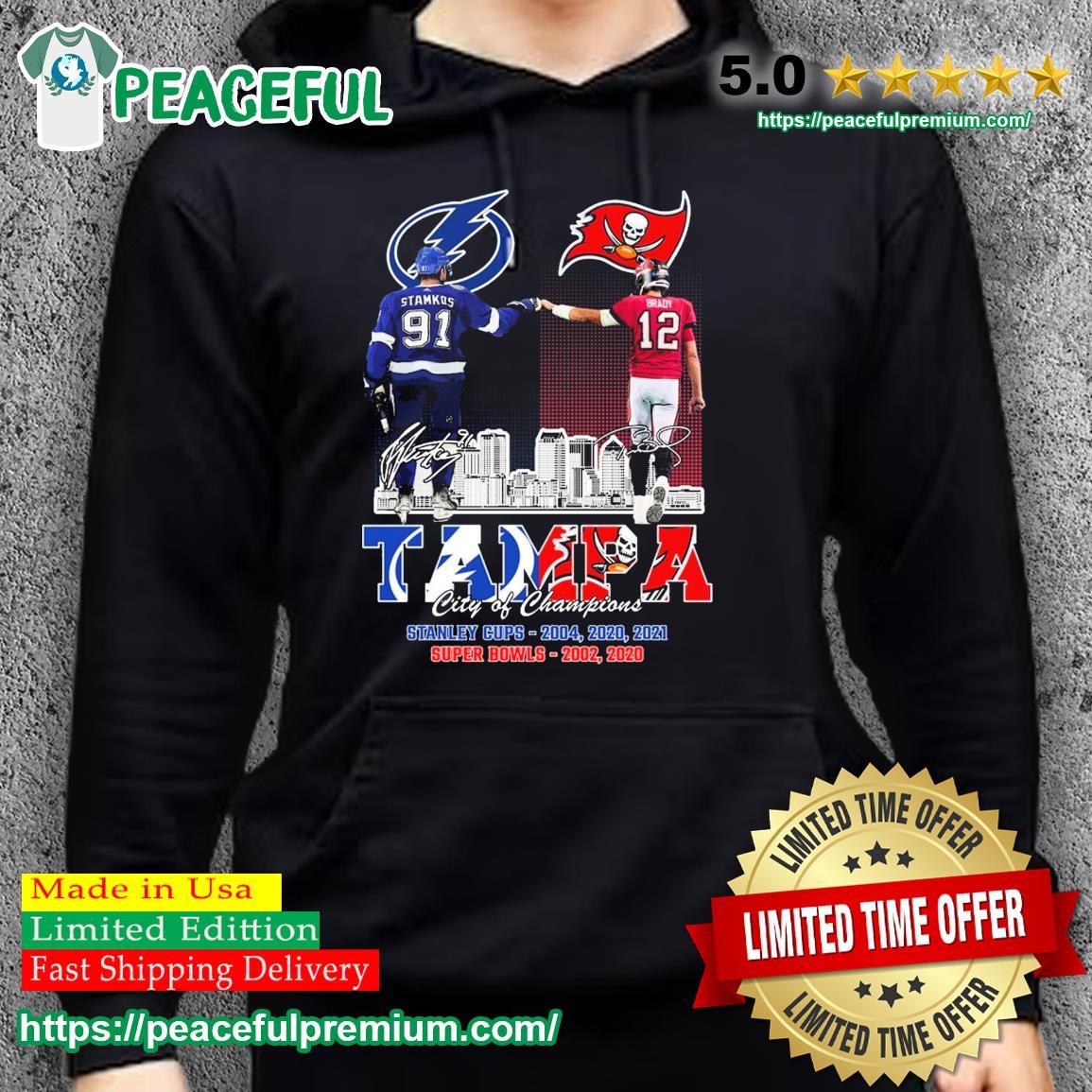 Official tampa Bay Lightning Stamkos And Buccaneers Brady City Of Champions  T Shirt, hoodie, sweater, long sleeve and tank top
