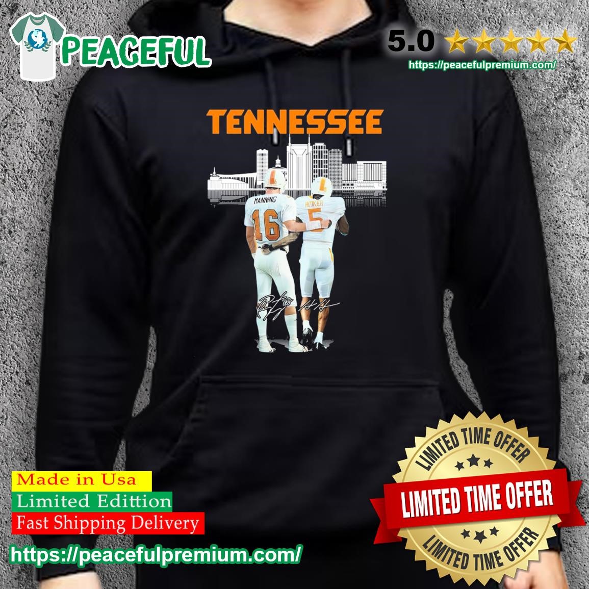 University Of Tennessee Peyton Manning And Hendon Hooker Signatures Shirt,  hoodie, sweater, long sleeve and tank top