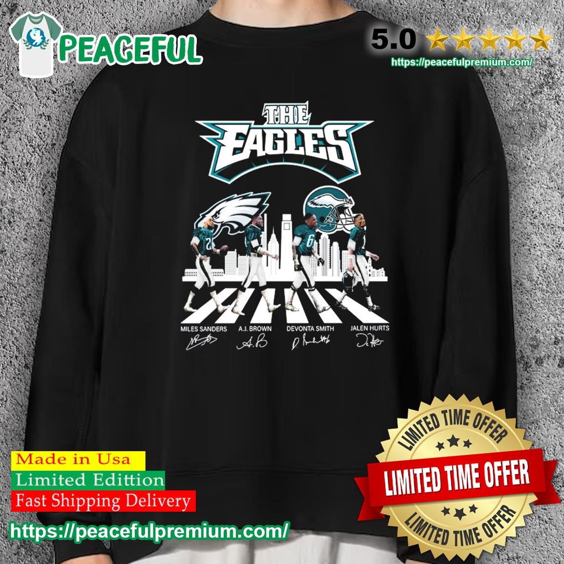 The Philadelphia Eagles Miles Sanders Aj Brown Devonta Smith And Jalen Hurts  Abbey Road Signatures Shirt, hoodie, sweater, long sleeve and tank top