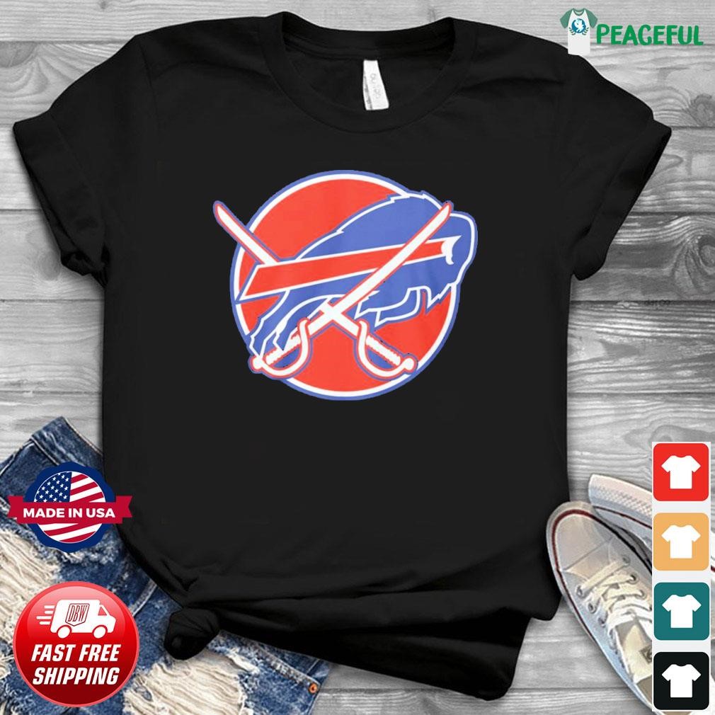 Buffalo Bills Logo With American Flag Short Sleeve Shirt