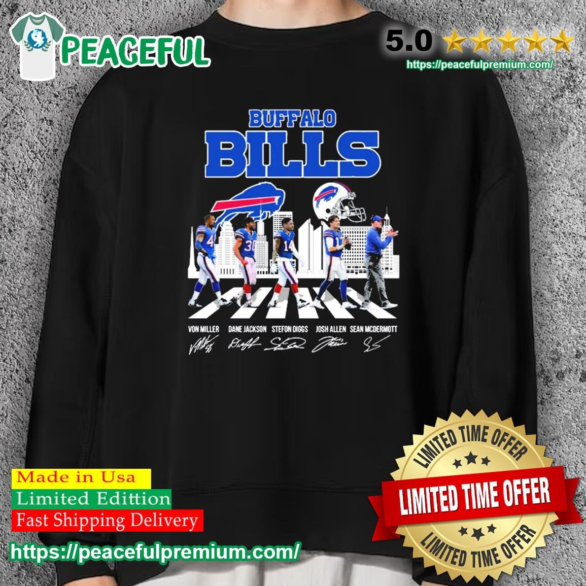 The Bills Von Miller Dane Jackson Stefon Diggs Josh Allen and Sean  Mcdermott abbey road signatures shirt, hoodie, sweater, long sleeve and  tank top