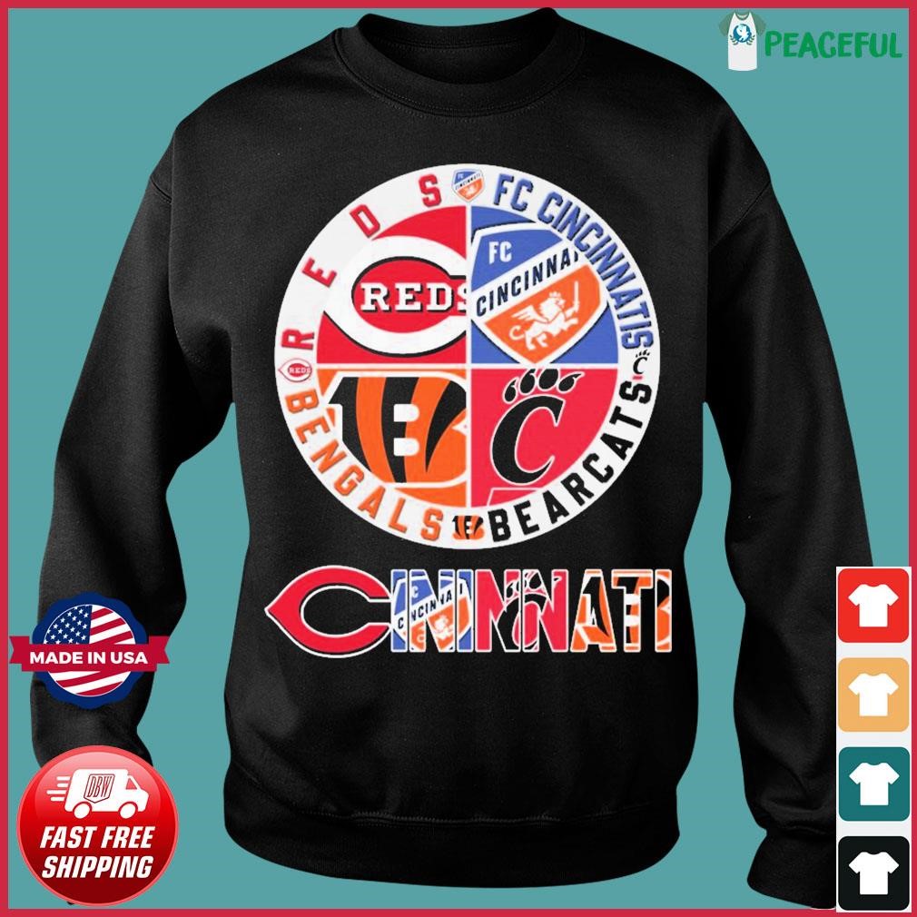 Cincinnati Reds Bengals FC Cincinnati 3 teams sports circle logo 2023 shirt,  hoodie, sweater, long sleeve and tank top