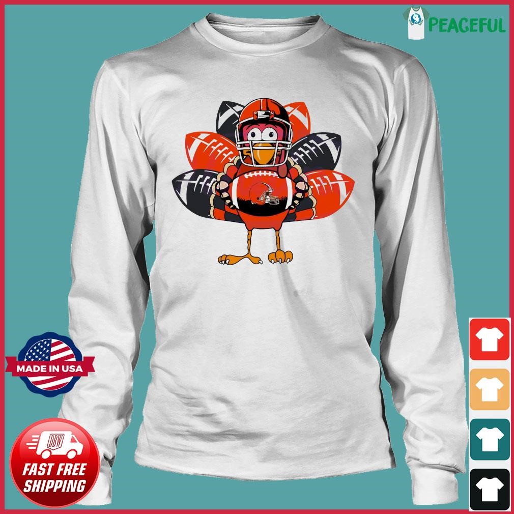 Cleveland Browns Turkey Thanksgiving Day Long Sleeve T-Shirt