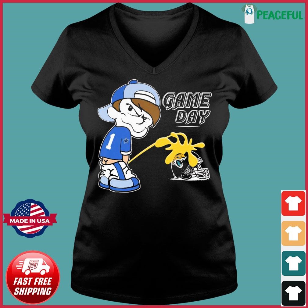 Funny Game day the boy pee on Jacksonville Jaguars shirt