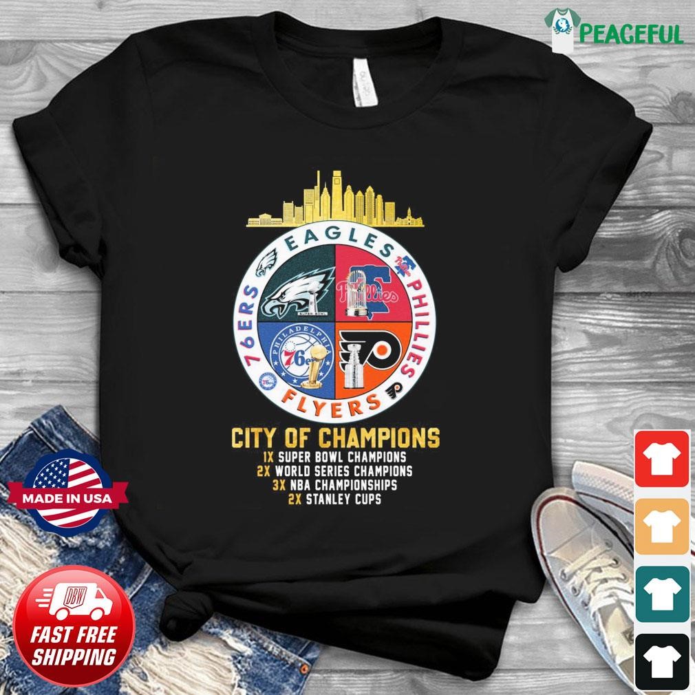 Philadelphia Eagles Philadelphia 76ers Philadelphia Phillies Philadelphia  Flyers Heart T-Shirt For Women - Personalized Gifts: Family, Sports