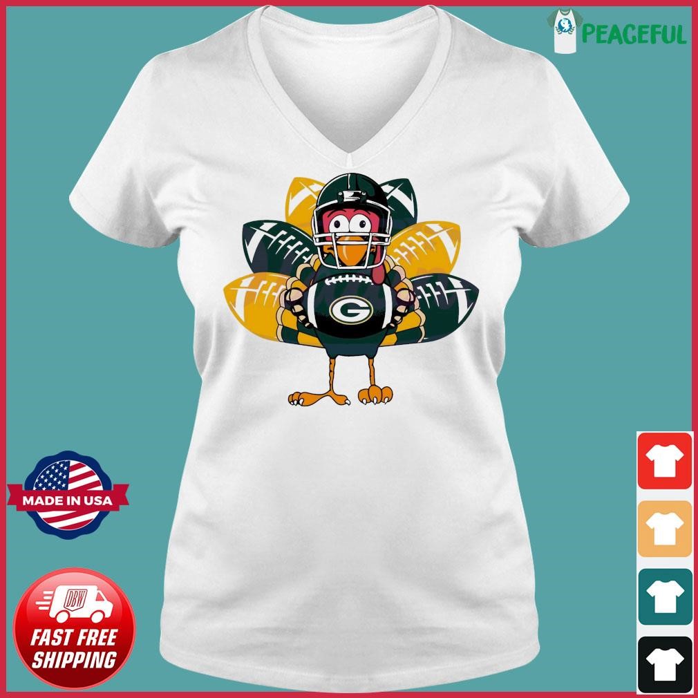 Green Bay Packers Turkey Thanksgiving Day Women's V-Neck T-Shirt