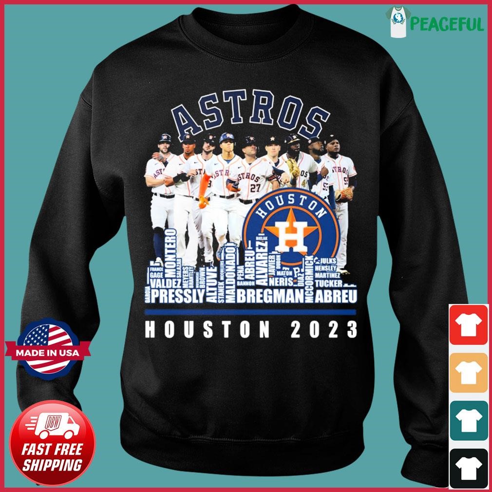 Houston astros skyline players names 2023 world series champions shirt,  hoodie, sweater, long sleeve and tank top