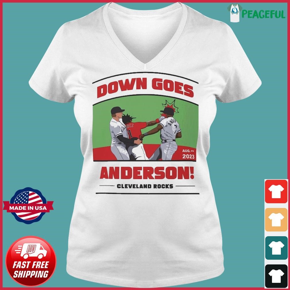 Awesome Tim Anderson Jose Ramirez down goes Anderson cleveland rocks art  design t-shirt, hoodie, sweater, long sleeve and tank top