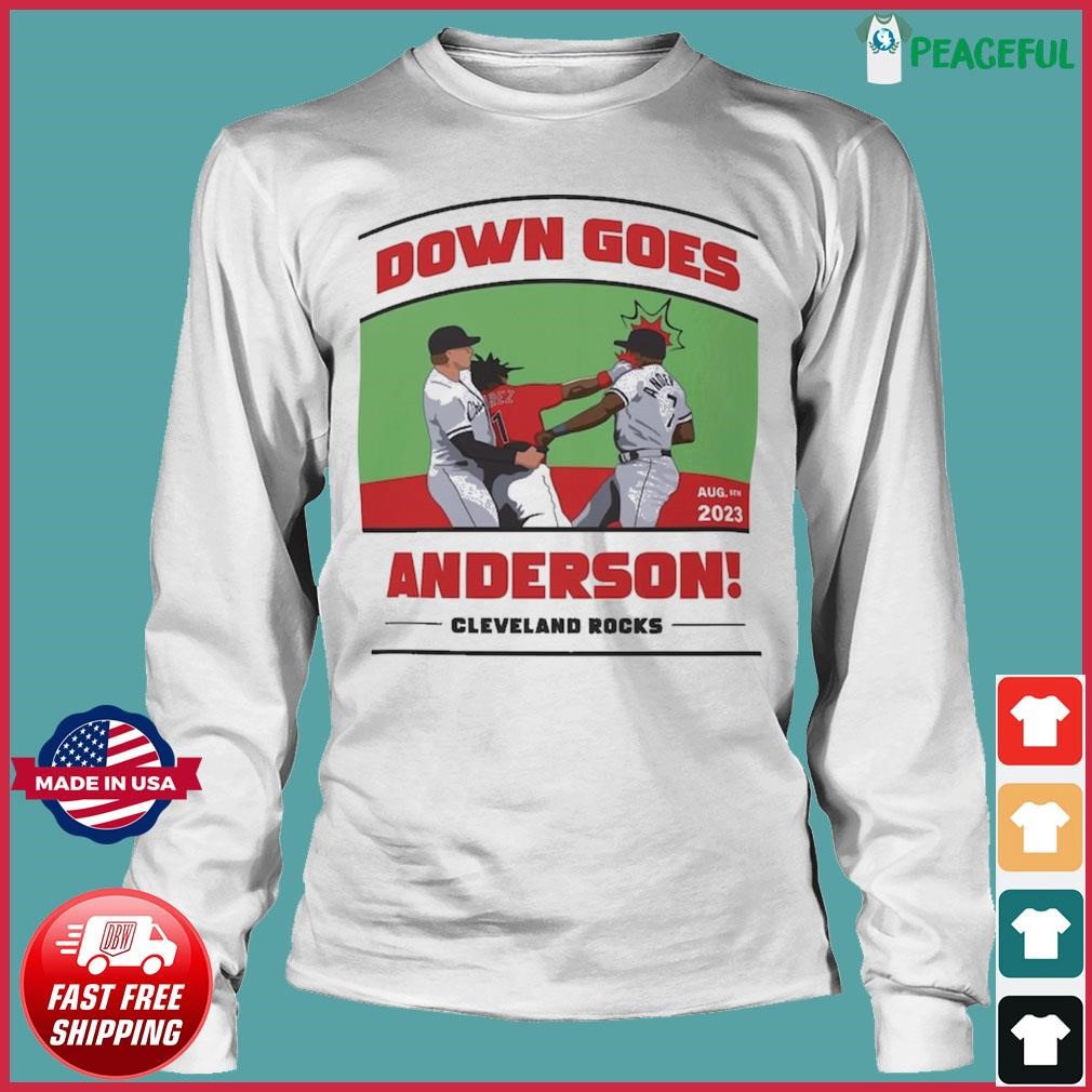 Awesome Tim Anderson Jose Ramirez down goes Anderson cleveland rocks art  design t-shirt, hoodie, sweater, long sleeve and tank top