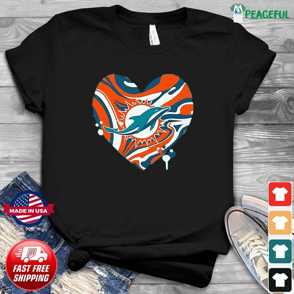 Miami Dolphins Heart Dolman Nfl Official Shirt