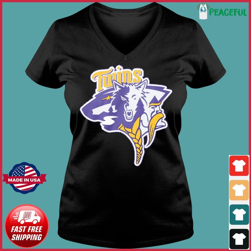 Minnesota Vikings Twins Wild MASH UP Logo T-shirt 6 Sizes S-3XL!!