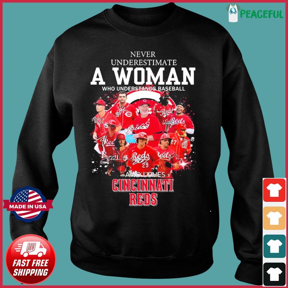 Never Underestimate A Woman Who Understands And Loves Cincinnati Reds Shirt  - High-Quality Printed Brand