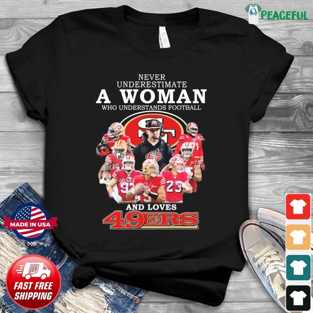 Buy the Women Short Sleeve San Francisco 49ers Football NFL T