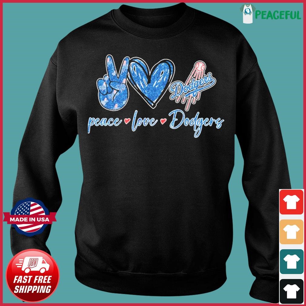 Peace love LA Dodgers baseball glitter shirt, hoodie, sweater and v-neck t- shirt