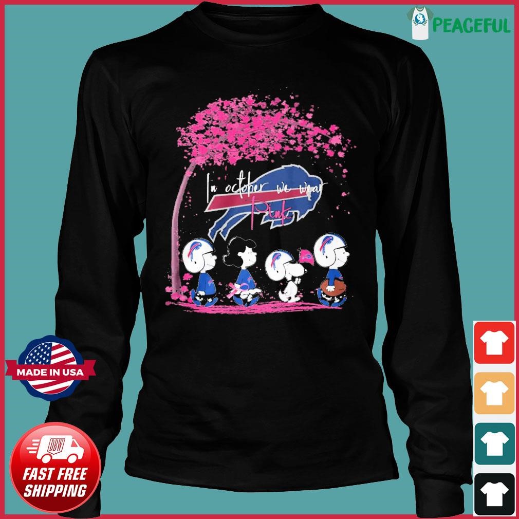 Peanuts Characters Buffalo Bills In October We Wear Pink Shirt, hoodie,  sweater, long sleeve and tank top