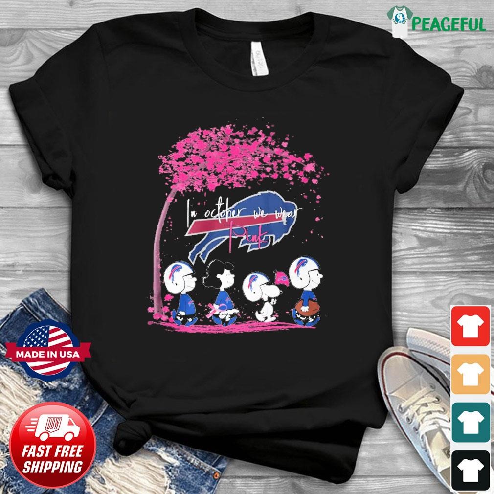 Peanuts Characters Buffalo Bills In October We Wear Pink Shirt, hoodie,  sweater, long sleeve and tank top
