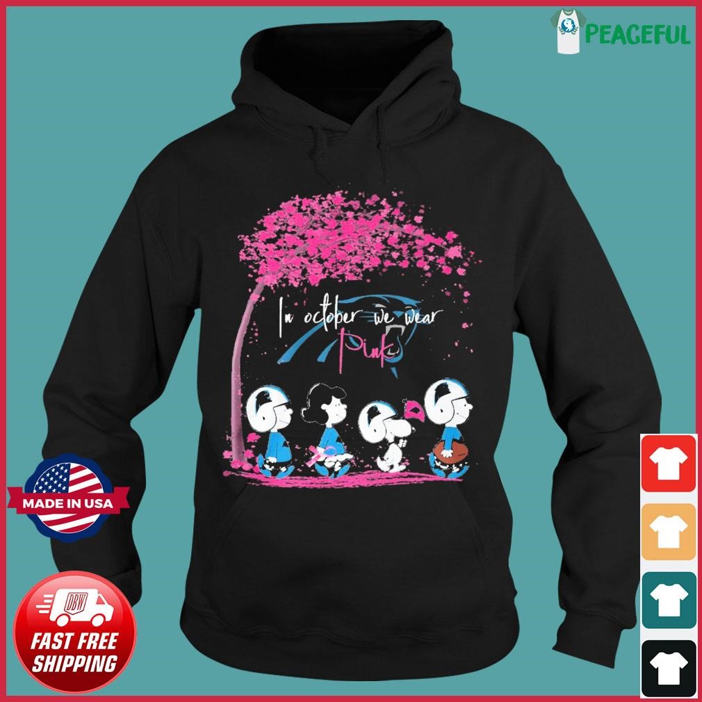 Peanuts Characters Carolina Panthers In October We Wear Pink Shirt, hoodie,  sweater, long sleeve and tank top