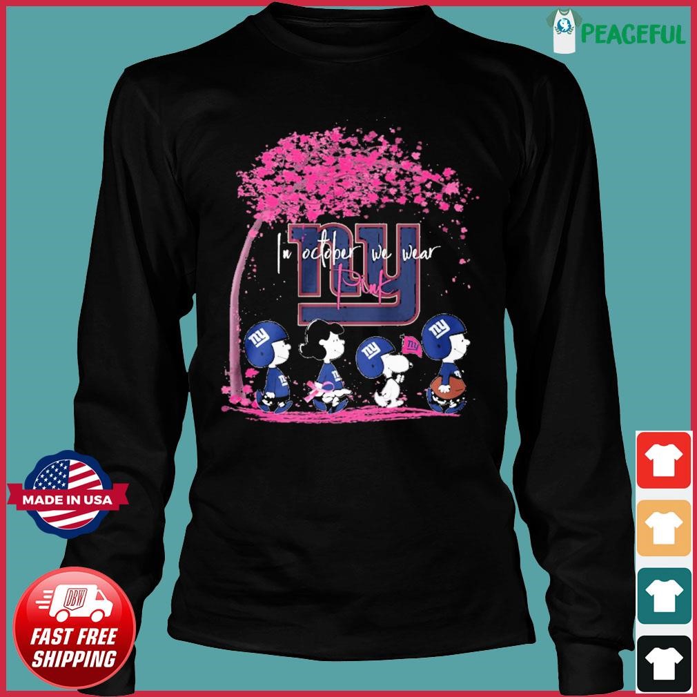 Peanuts Characters New York Giants In October We Wear Pink Shirt - Teespix  - Store Fashion LLC