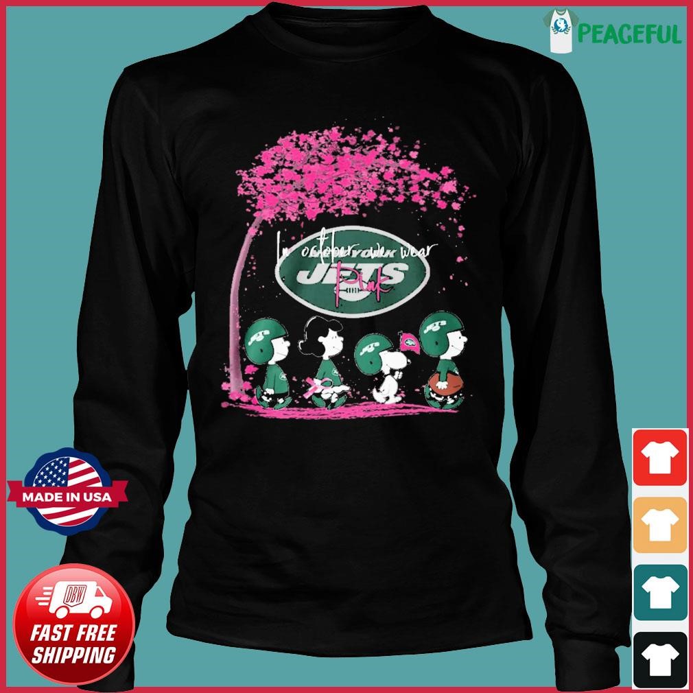 Official Peanuts characters new york jets in october we wear pink