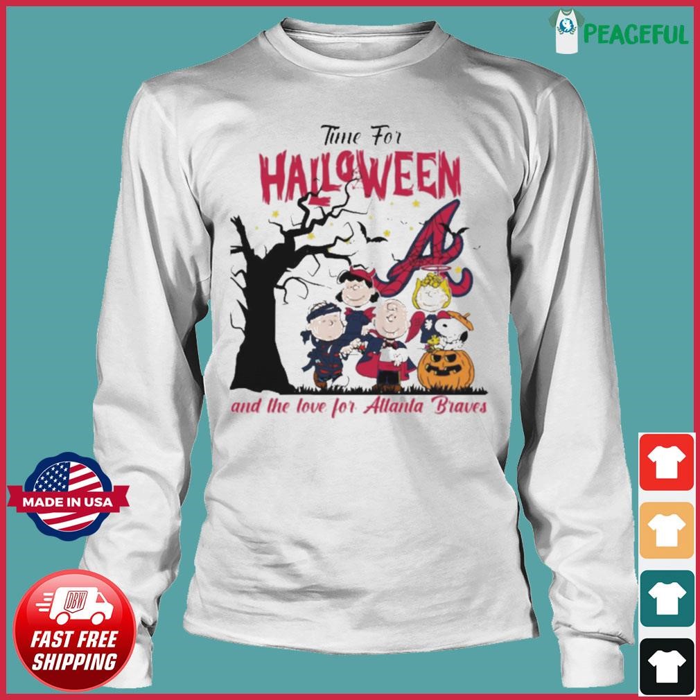 Peanuts Time For Halloween And The Love For Atlanta Braves shirt, hoodie,  sweater, long sleeve and tank top