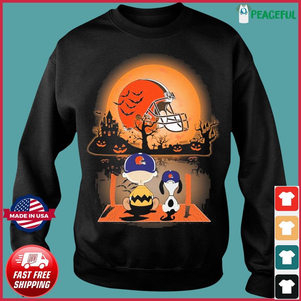 Snoopy and Charlie Brown Cleveland Browns happy Halloween shirt