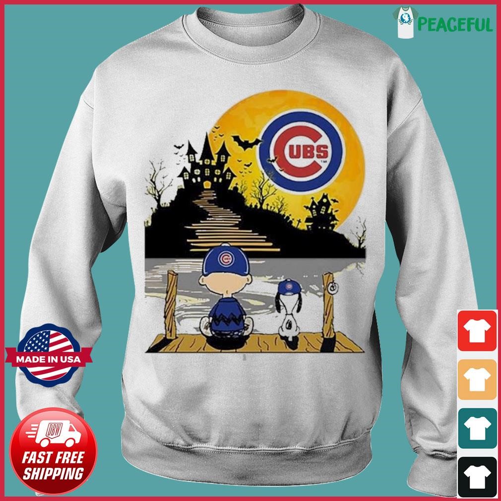Chicago Cubs Peanuts Snoopy and Charlie Browns Watching Halloween Shirt,  hoodie, sweater, long sleeve and tank top