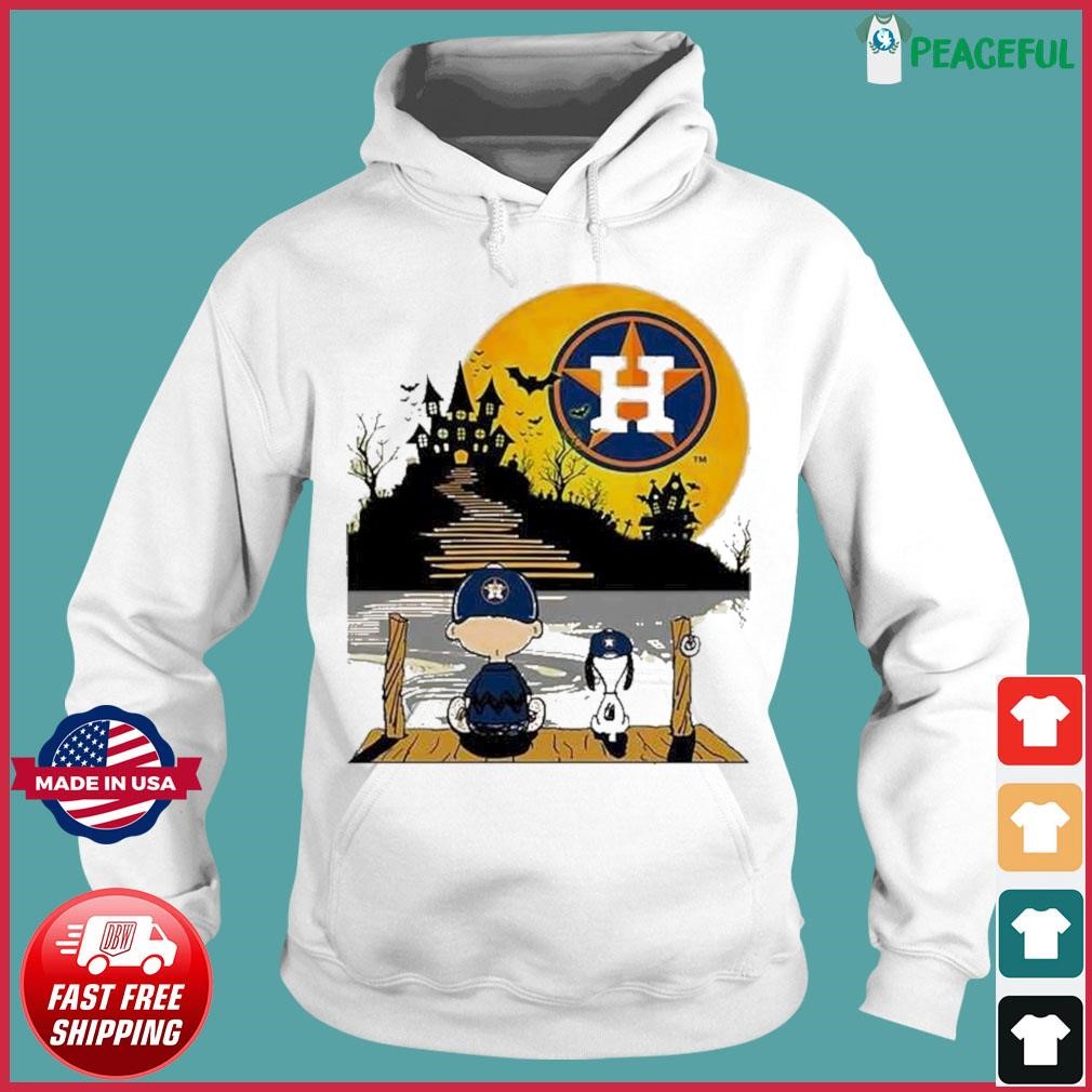 Houston Astros Snoopy and Charlie Brown Sit Under Moon Peanuts Halloween  shirt, hoodie, sweater, long sleeve and tank top
