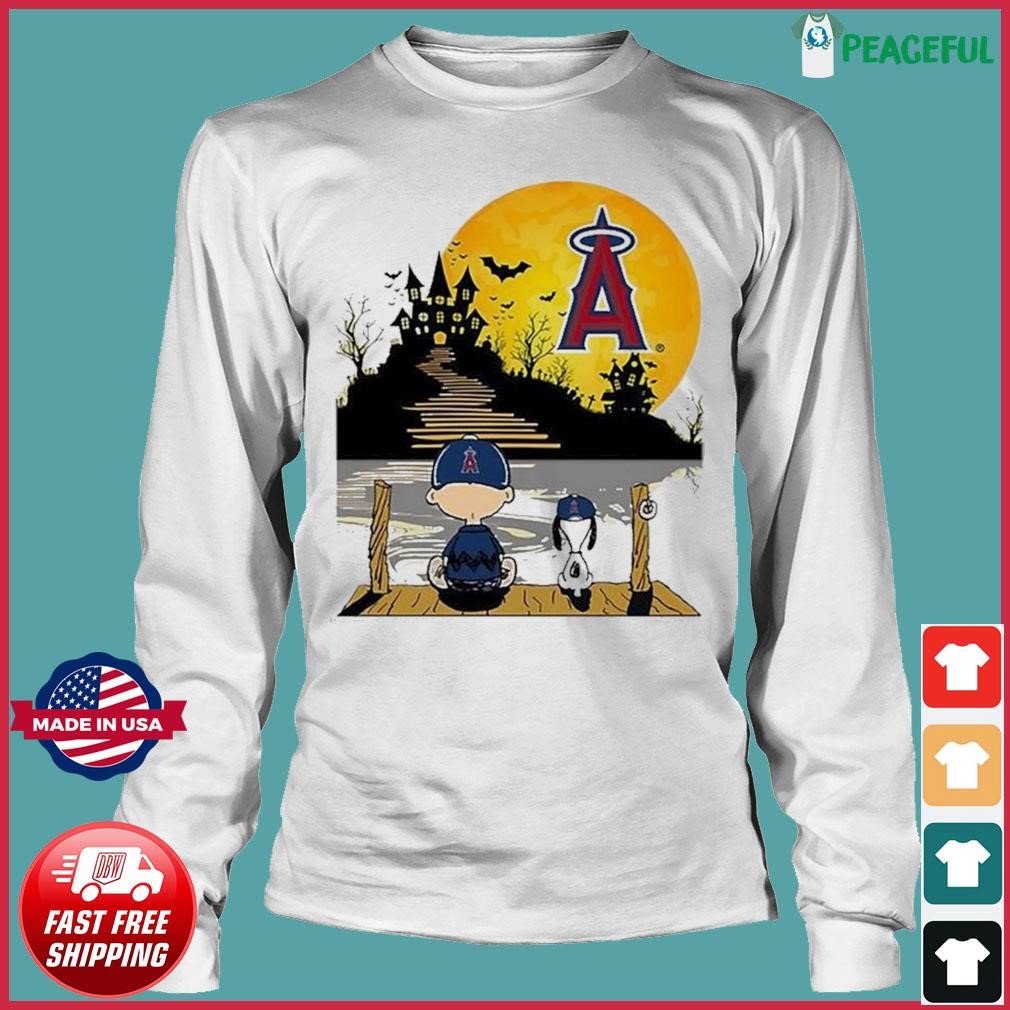 Snoopy Charlie Brown Sit Under Moon Los Angeles Dodgers Halloween Shirt,  hoodie, sweater, long sleeve and tank top