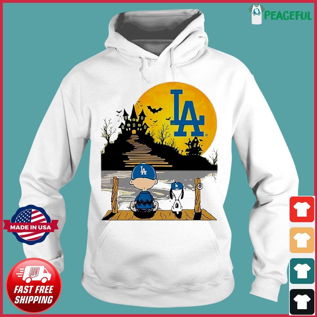 Snoopy And Charlie Brown Sit Under Moon Los Angeles Dodgers