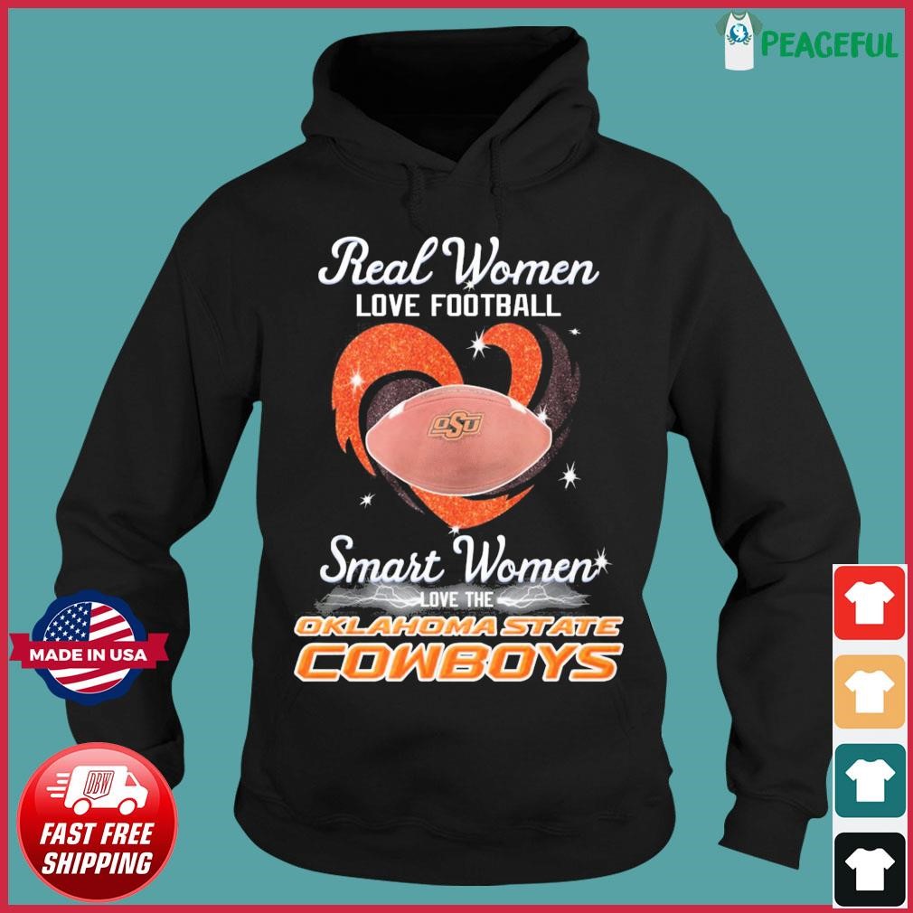 Real women love football smart women love the Oklahoma State Cowboys  football heart 2023 shirt, hoodie, sweater, long sleeve and tank top