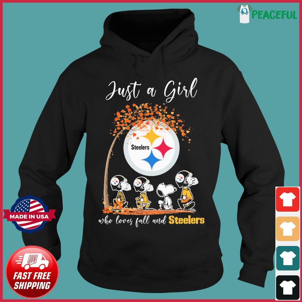 Snoopy Just A Girl Who Loves Fall Peanuts and Pittsburgh Steelers Shirt,  hoodie, sweater, long sleeve and tank top