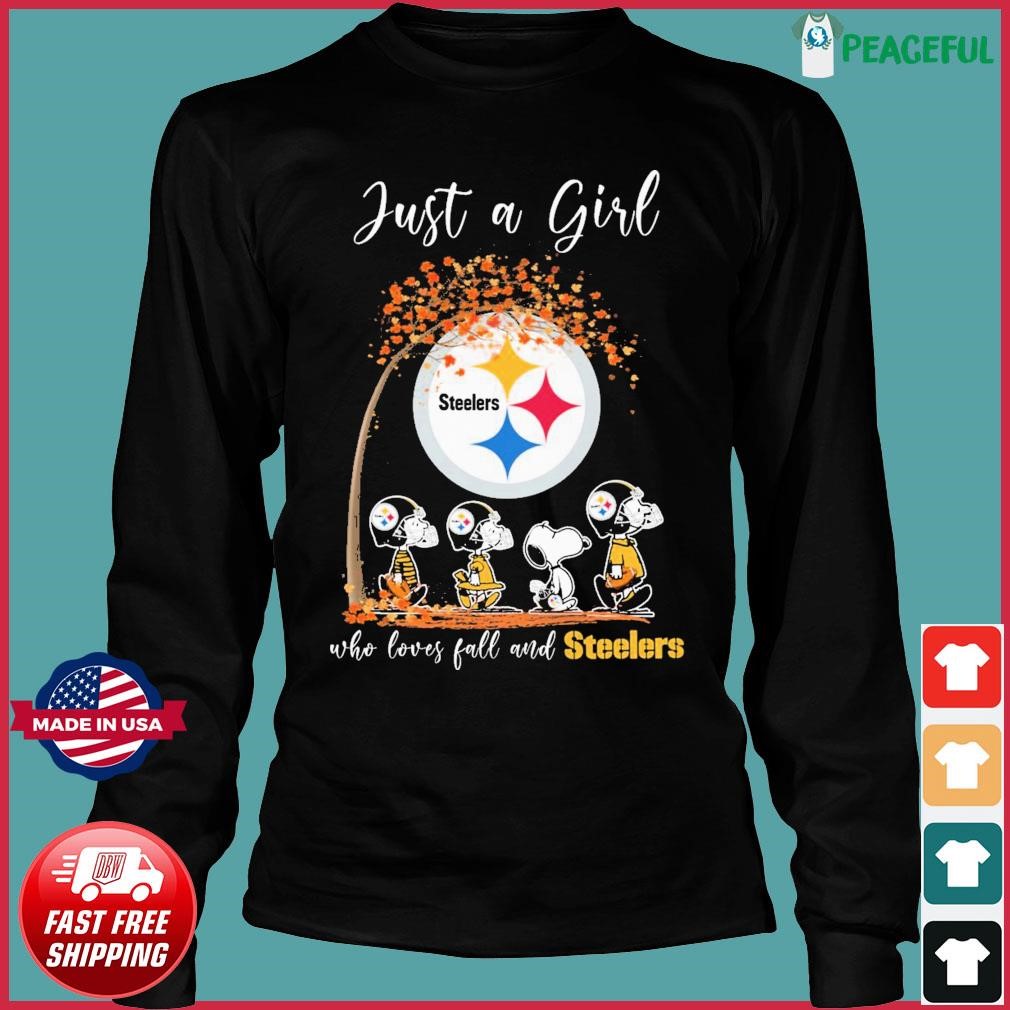 Just A Girl Who Love Fall And Pittsburgh Steelers Peanuts Snoopy Tshirt,  hoodie, sweater, long sleeve and tank top