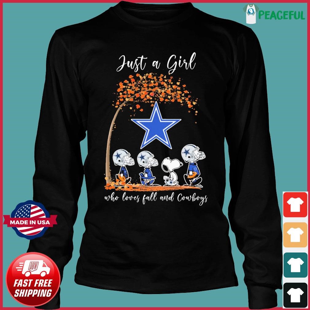 Snoopy Just A Girl Who Loves Peanuts and Dallas Cowboys Fall Shirt