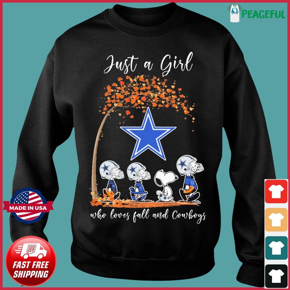 Snoopy Just A Girl Who Loves Peanuts and Dallas Cowboys Fall Shirt