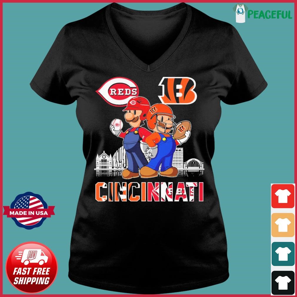 Just a women who love her Cincinnati Bengals and Reds shirt