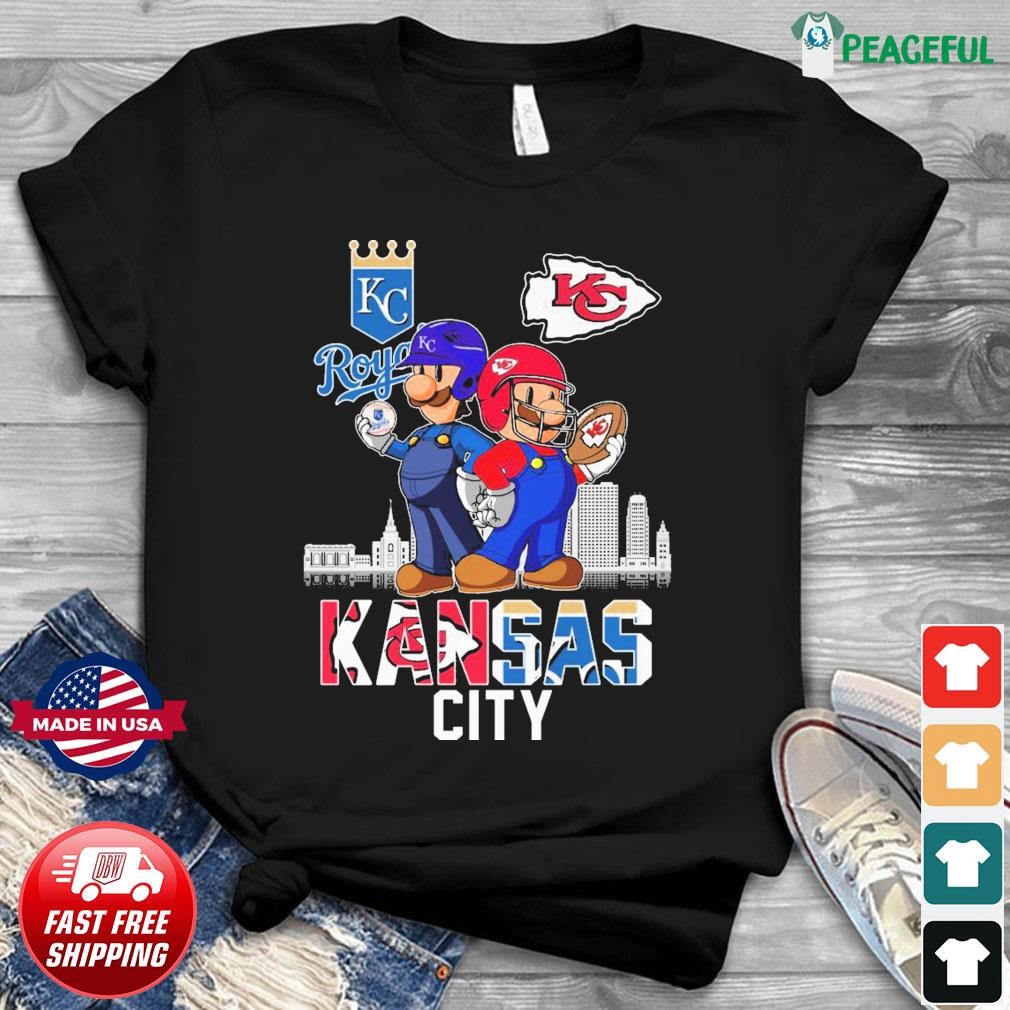 Super Mario Kansas City Chiefs And Kansas City Royals Shirt