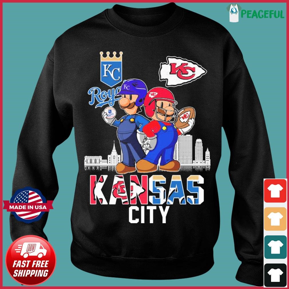 Super Mario Kansas City Chiefs And Kansas City Royals Shirt
