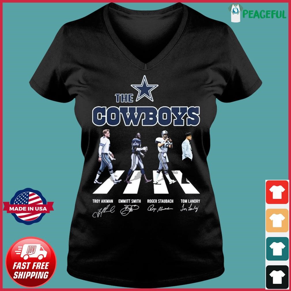 The Cowboys Abbey Road Troy Aikman Emmitt Smith Roger Staubach And Tom  Landry Shirt - Teespix - Store Fashion LLC