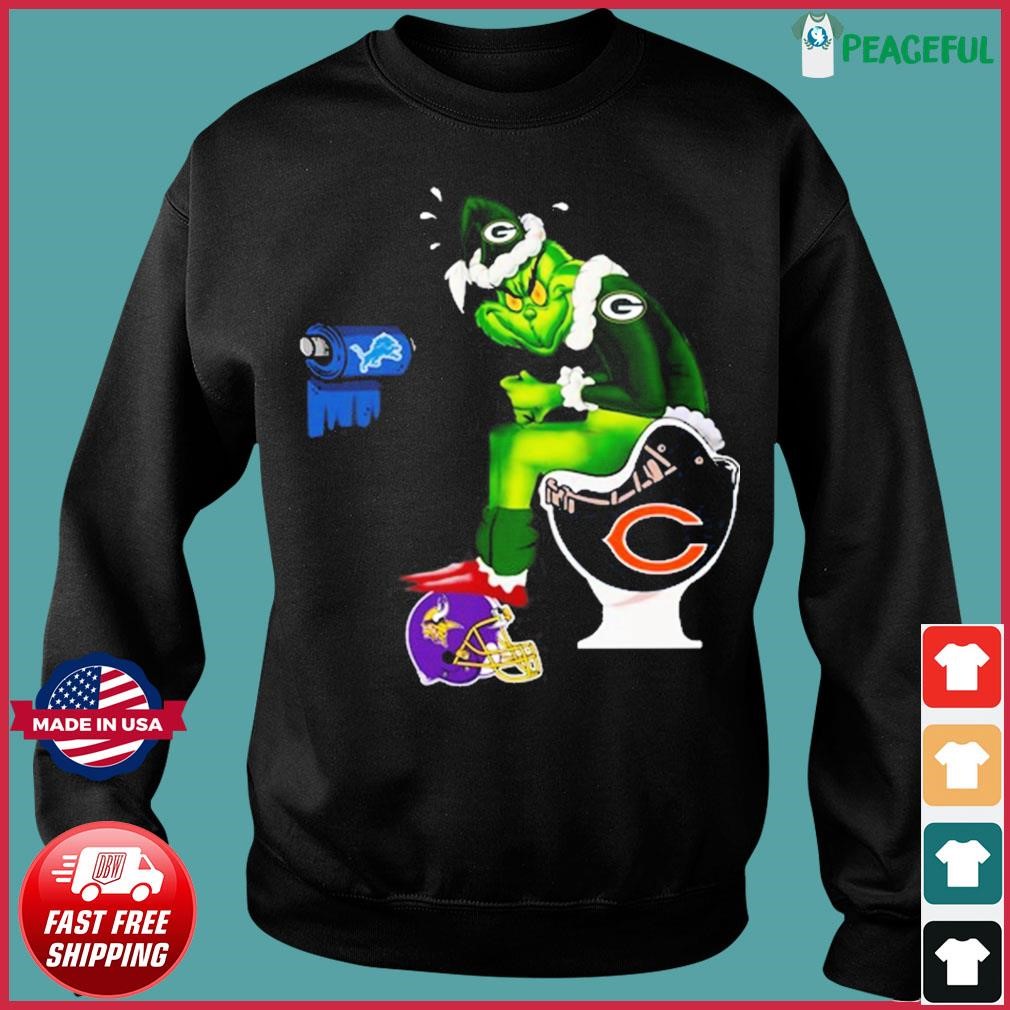 Unostyles Fashion LLC on X:  The Grinch Green Bay  Packers Shitting On Toilet Chicago Bears And Other Teams 2023 Shirt   / X