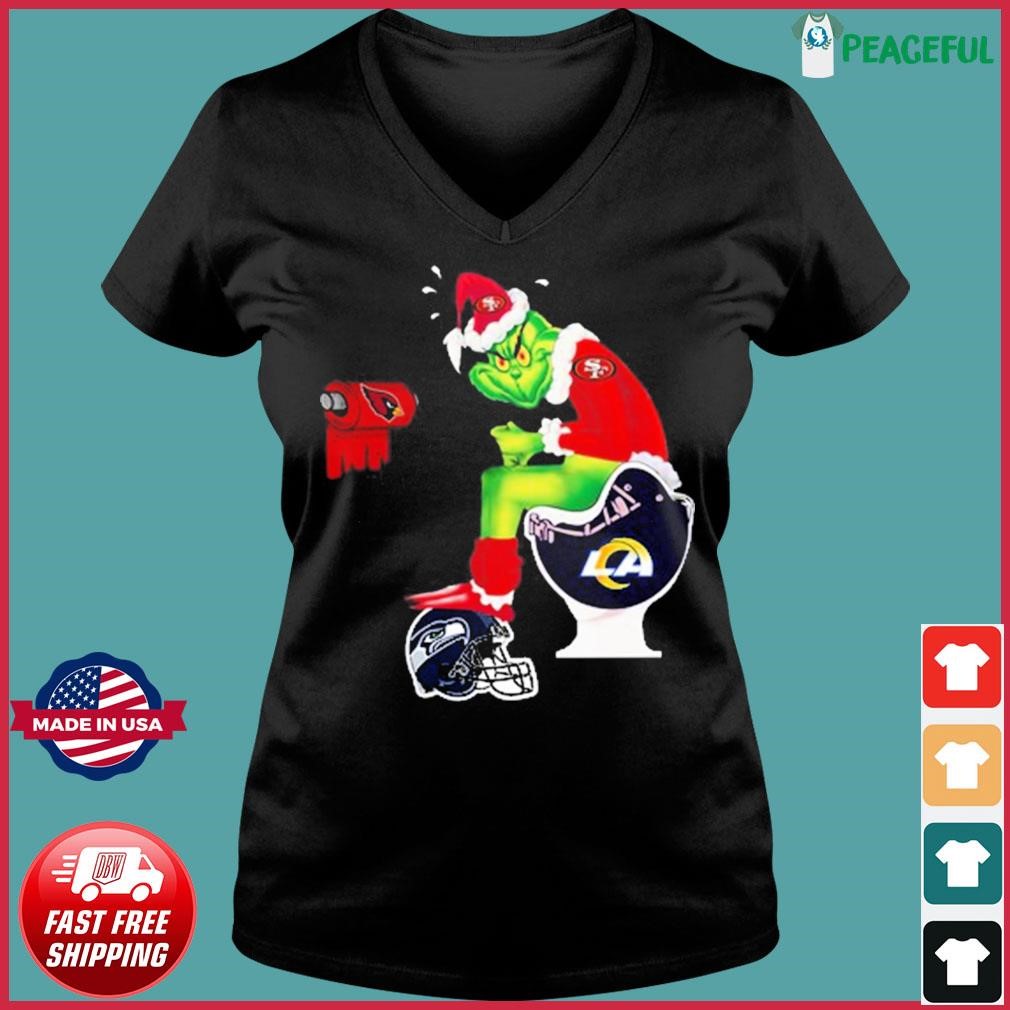 San Francisco 49ers NFL Santa Grinch Toilet Football Team Christmas Shirt