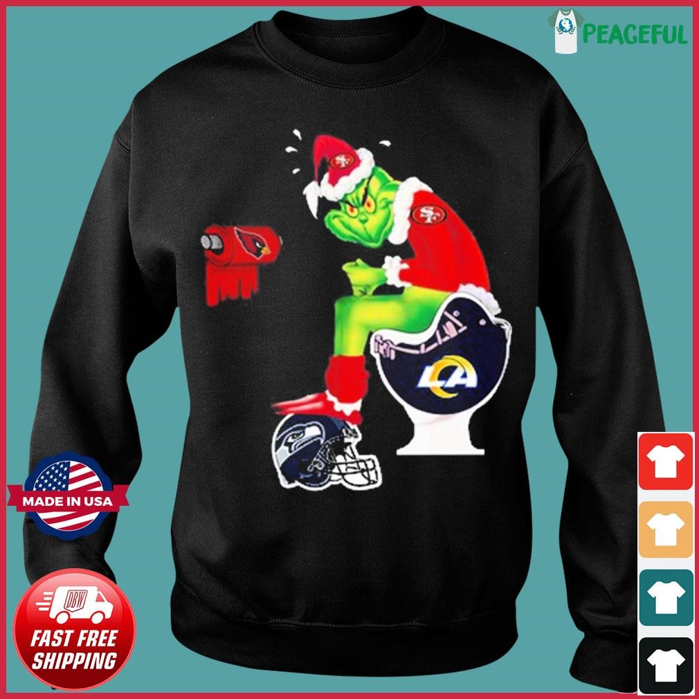 Official The Grinch San Francisco 49ers Shit On Toilet Los Angeles Rams And  Other Teams Christmas Shirt - Teeshirtbear